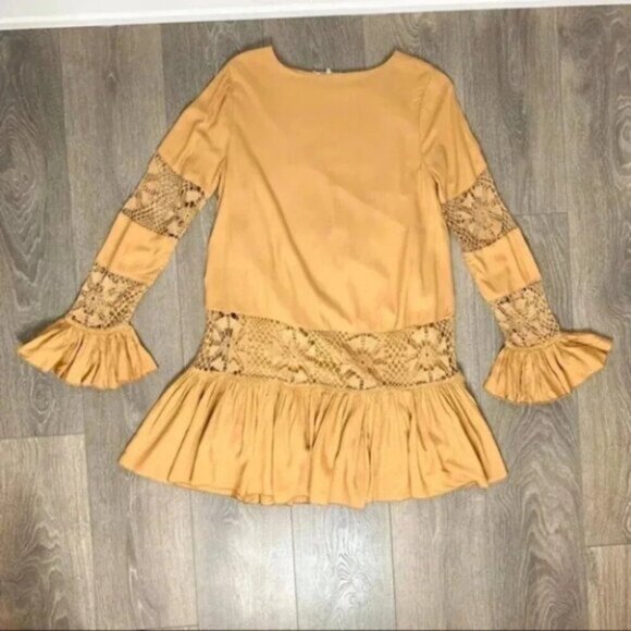 TULAROSA REVOLVE Women's Mini Dress Ruffle Long Sleeve Saffron Yellow Size XS - Picture 15 of 16